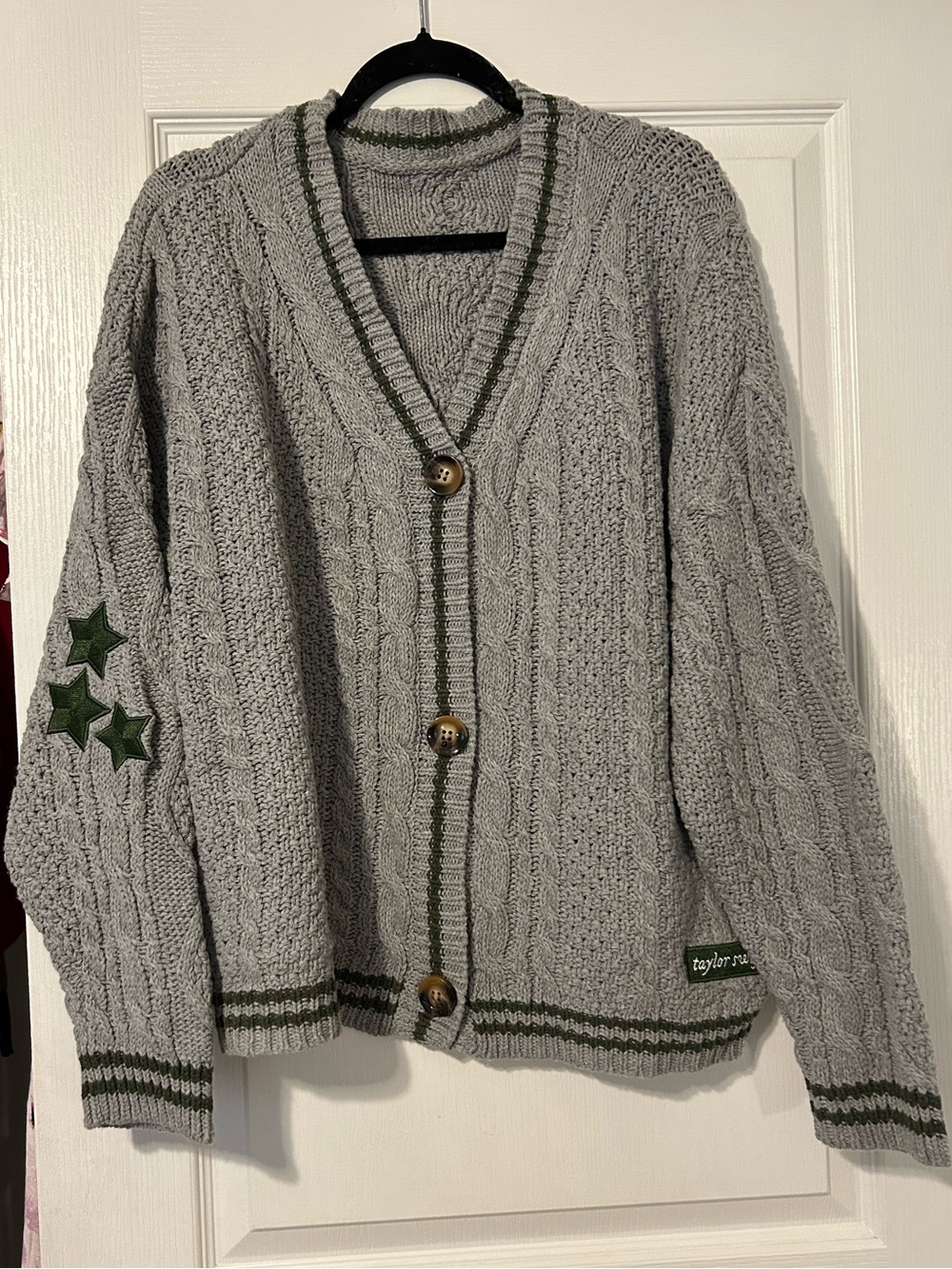 Taylor Swift Inspired Gray Folklore Holiday Cable Knit Cardigan